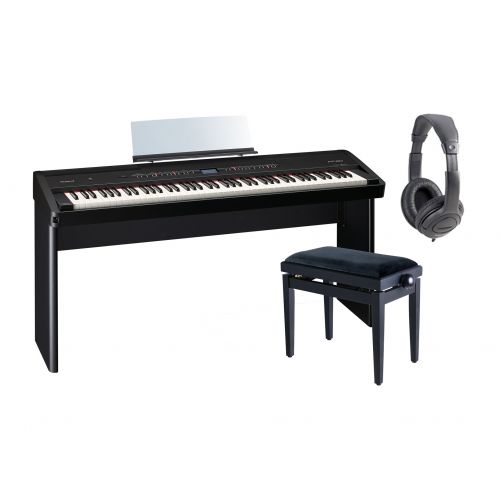 ROLAND FP80BK Pianoforte Digitale Nero / Cuffie Monitor Professionali / Stand / Panchetta Regolabile in Omaggio!