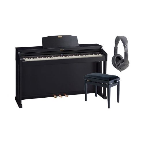 ROLAND HP504 CB Pianoforte Digitale con Mobile Contemporary Black / Cuffie Monitor Professionali / Panchetta Regolabile