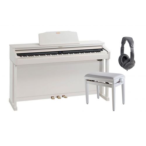 ROLAND HP504 WH Pianoforte Digitale con Mobile Bianco / Cuffie Monitor Professionali / Panchetta Regolabile