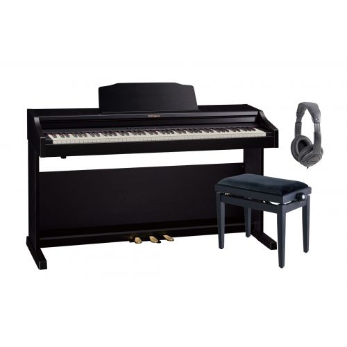 ROLAND RP501R CB Pianoforte Digitale con Mobile Contemporary Black / Cuffie Monitor Professionali / Panchetta Regolabile