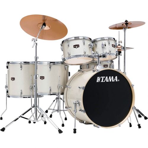 Batteria Acustica 6 Pezzi Tama Imperialstar IE62H6W Vintage White Sparkle con Piatti Meinl