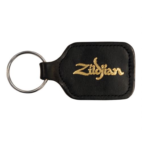 ZILDJIAN - Portachiavi in cuoio nero con logo Zildjian dorato