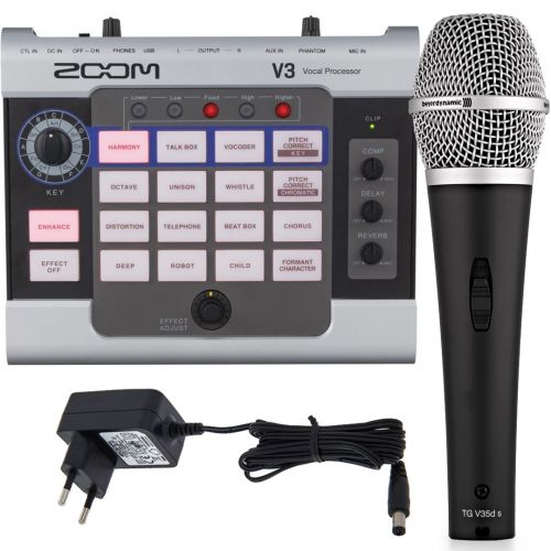 Zoom V3 Processore Vocale con Beyerdynamic TGV35S Microfono e Alimentatore Pedale