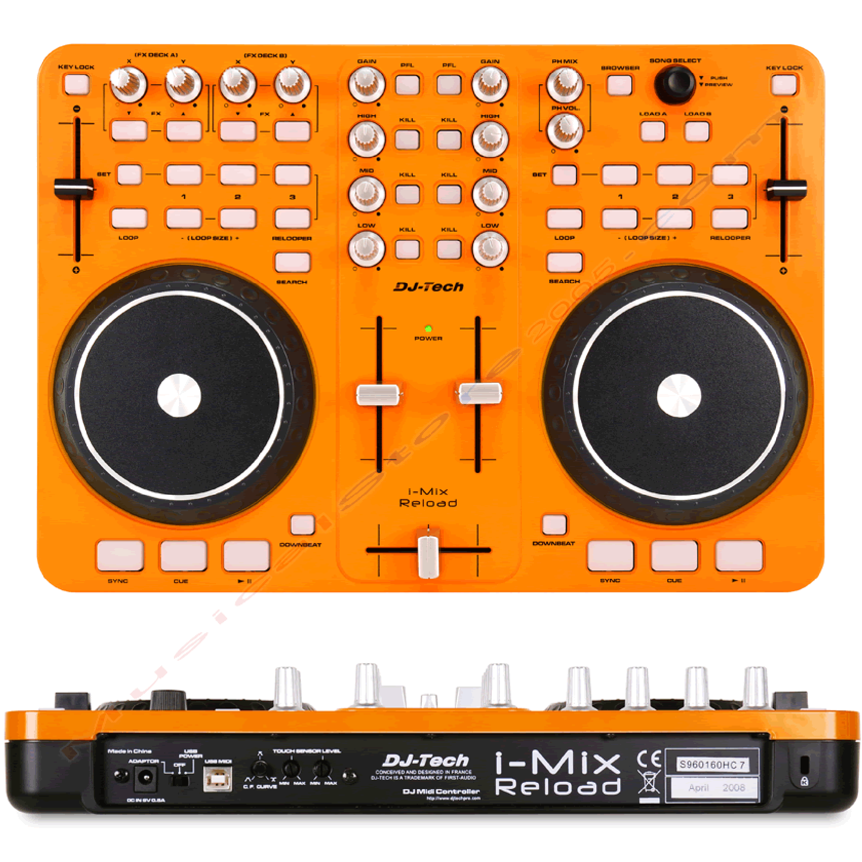 DJ TECH I-MIX RELOAD ORANGE - CONTROLLER MIDI/USB