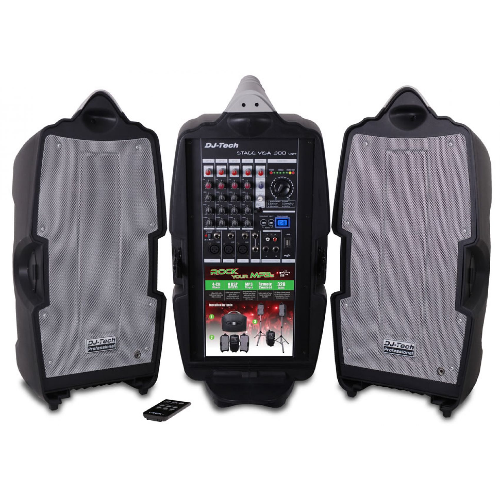 DJ TECH STAGE VISA 300 Sistema Audio portatile con mixer 