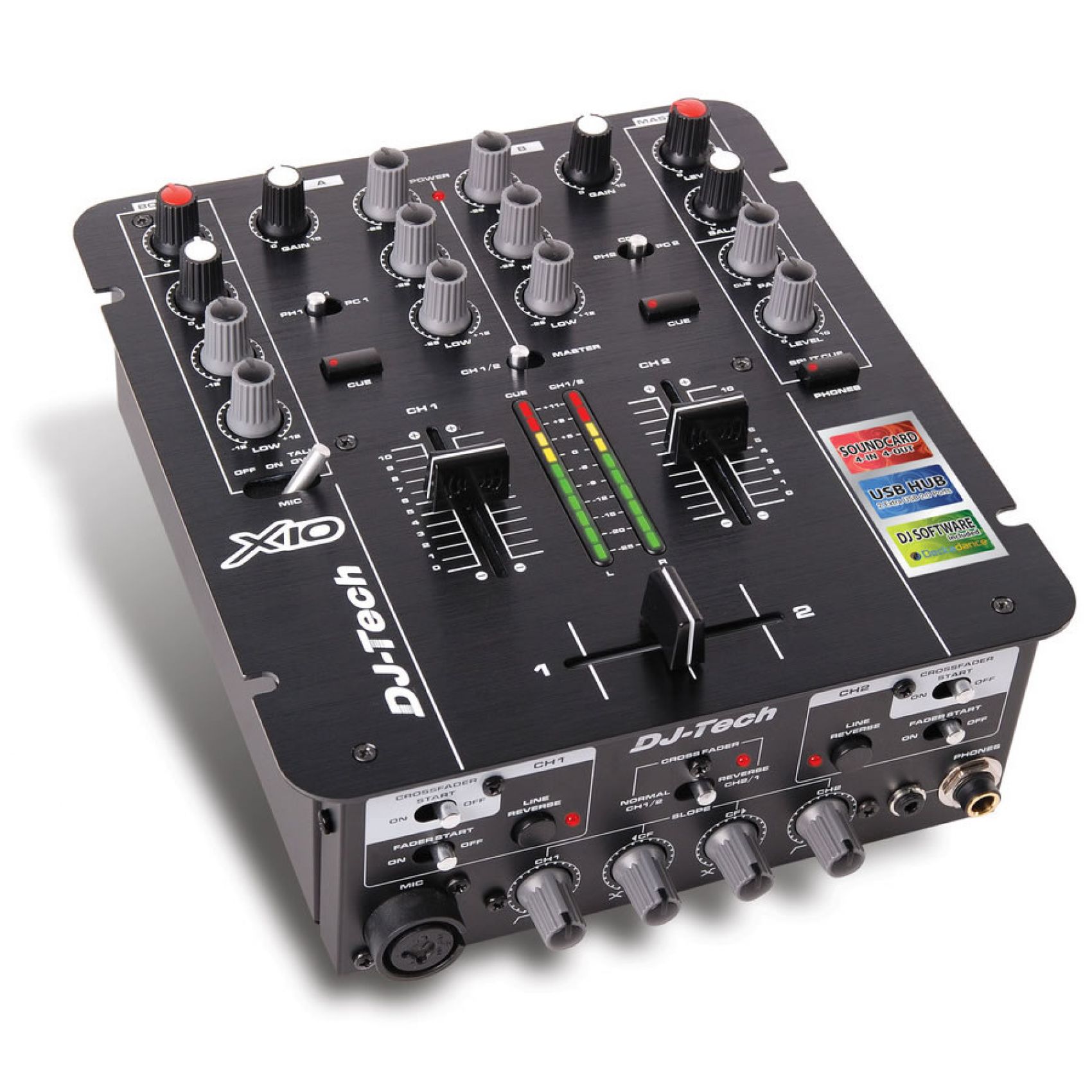 DJ TECH X10 - MIXER DJ 2 CANALI CON SCHEDA AUDIO E HUB USB