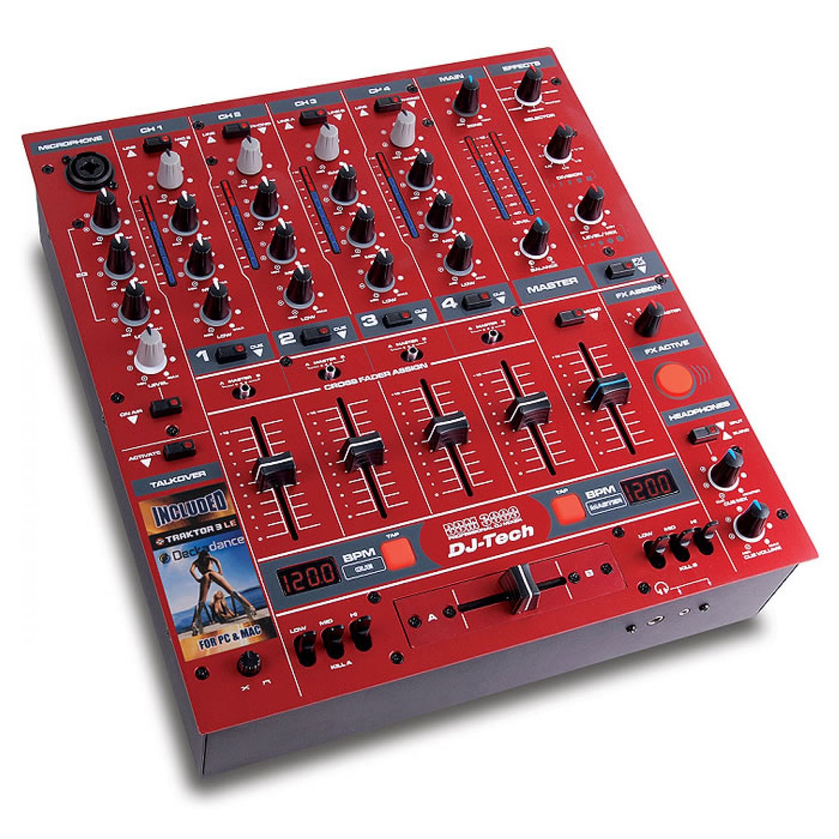 DJ TECH DDM3000 RED - MIXER DJ 4 CANALI