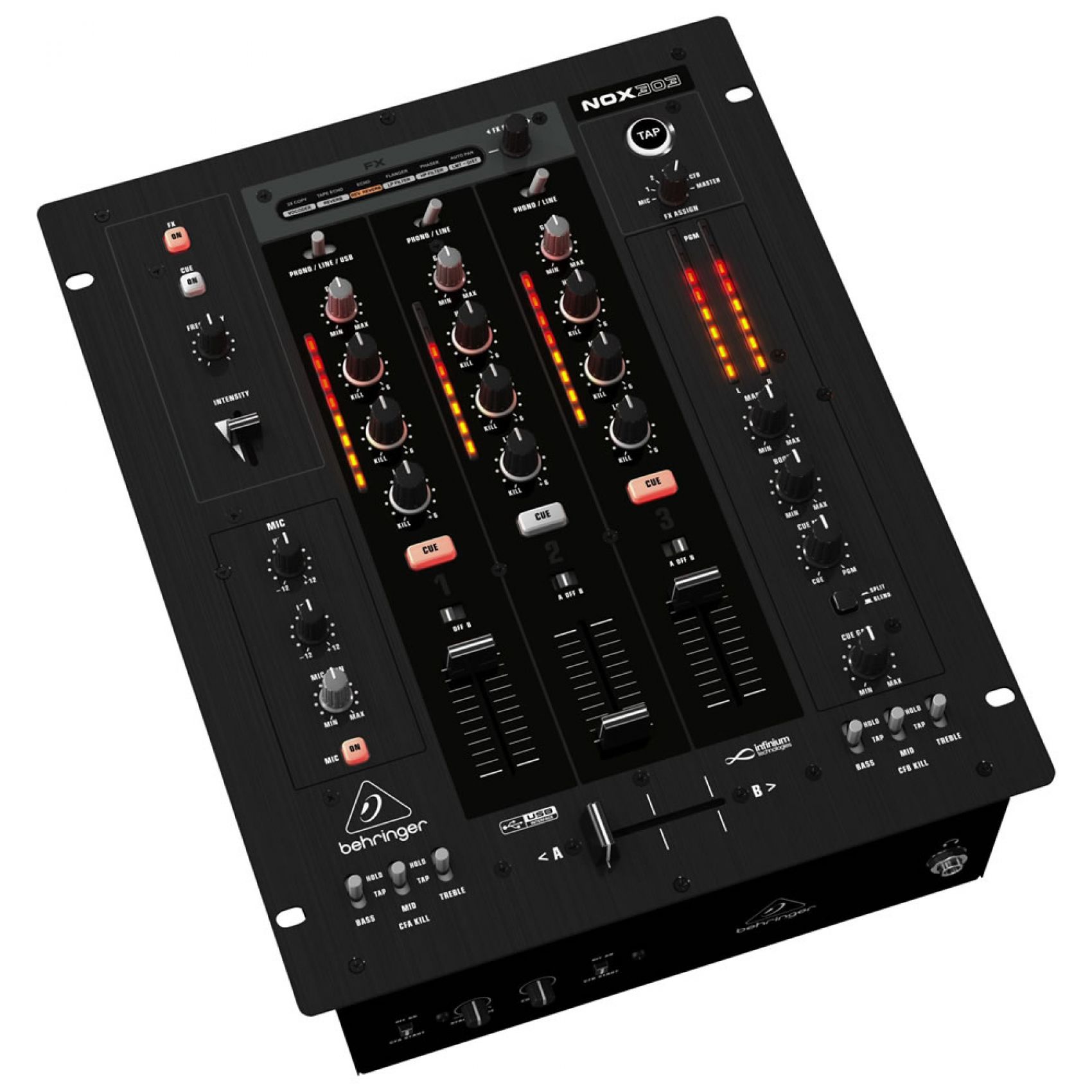 BEHRINGER NOX303 PRO - MIXER PER DJ USB CON CROSSFADER OTTICI