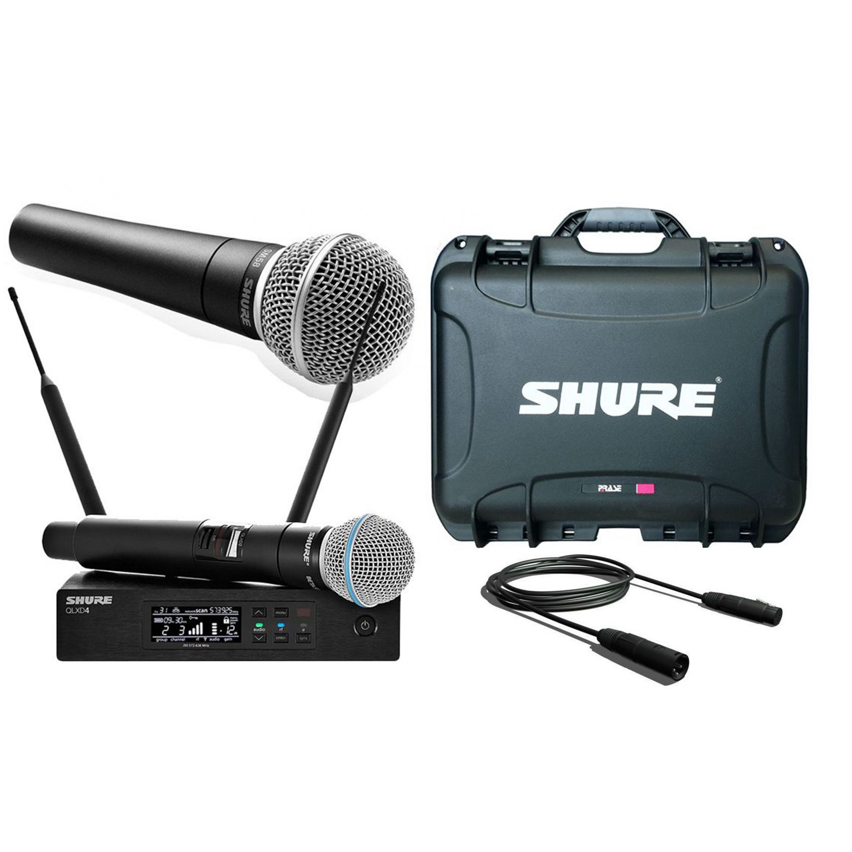 SHURE Pack QLXD24E/B58A / SM58 / Valigetta / Cavo Audio XLR/XLR Bundle