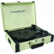 0 Madison MAD-RETROCASE-CR Vintage Suitcase Turntable with Bluetooth, USB, SD & Record Function – Cream