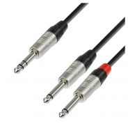 0 Adam Hall Cables K4 YVPP 0300 - Cavo audio REAN jack stereo da 6,3 mm a 2 x jack mono da 6,3 mm 3 m