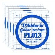 D'ADDARIO PL013 - Set di 5 Singole per Acustica o Elettrica Plain Steel (013)