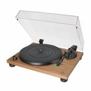 Giradischi Audio-Technica AT-LPW40WN in legno noce visto in prospettiva laterale