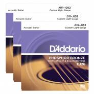 D'ADDARIO EJ26 - 3 Mute per Acustica Phosphor Bronze Custom Light (011/052)
