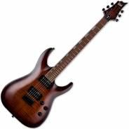 ESP LTD H-200FM Dark Brown Sunburst - Chitarra Elettrica Marrone Double Cut Ponte Fisso