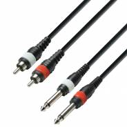 0 Adam Hall Cables K3 TPC 0100 M - Cavo audio 2 x connettore RCA a 2 x jack mono da 6,3 mm 1 m