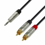 0 Adam Hall Cables K4 YWCC 0300 - Cavo audio REAN jack stereo da 3,5 mm a 2 x RCA maschio 3 m