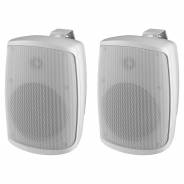 Monacor WALL 04T/WS - Coppia di Casse Altoparlanti Diffusori da Esterno da Muro Bianchi 100V / 30W @ 8 Ohm