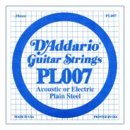 D'ADDARIO PL007 - Singola per Acustica o Elettrica Plain Steel (007)