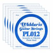 D'ADDARIO PL012 - Set di 5 Singole per Acustica o Elettrica Plain Steel (012)