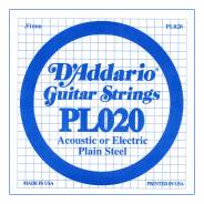 D'ADDARIO PL020 - Singola per Acustica o Elettrica Plain Steel (020)