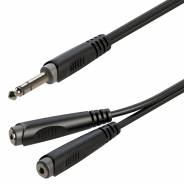 0 SOUNDSATION - Cavo adattatore a Y 6.3mm Jack maschio STEREO - 2x6.3mm Jack femmina STEREO / 0.2mt