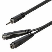 0 SOUNDSATION - Cavo adattatore a Y 3.5mm Jack maschio STEREO - 2x6.3mm Jack femmina STEREO / 0.2mt