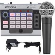 Zoom V3 Processore Vocale Usb con Shure SM58 Microfono e Alimentatore per Pedali