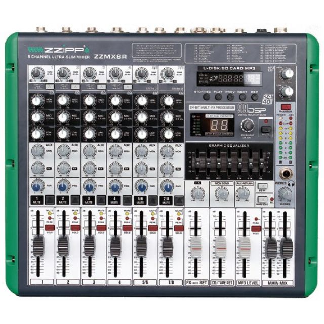 ZZIPP ZZMX8R Mixer 8 Canali con Recording Karaoke Studio DJ