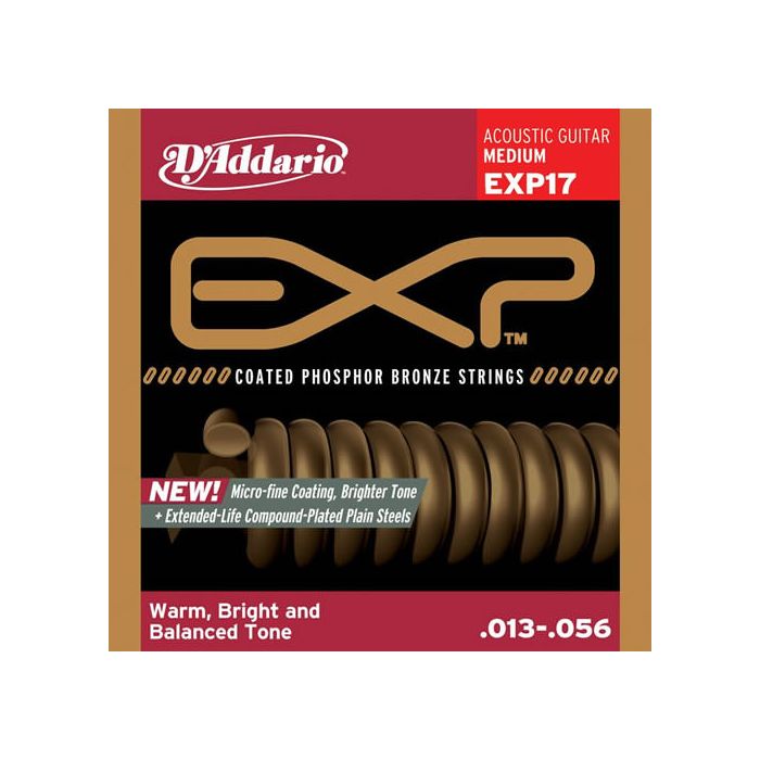 Muta Corde per Chitarra Acustica Coated Phosphor Bronze 013/056 D'Addario EXP17 Medium 013/056