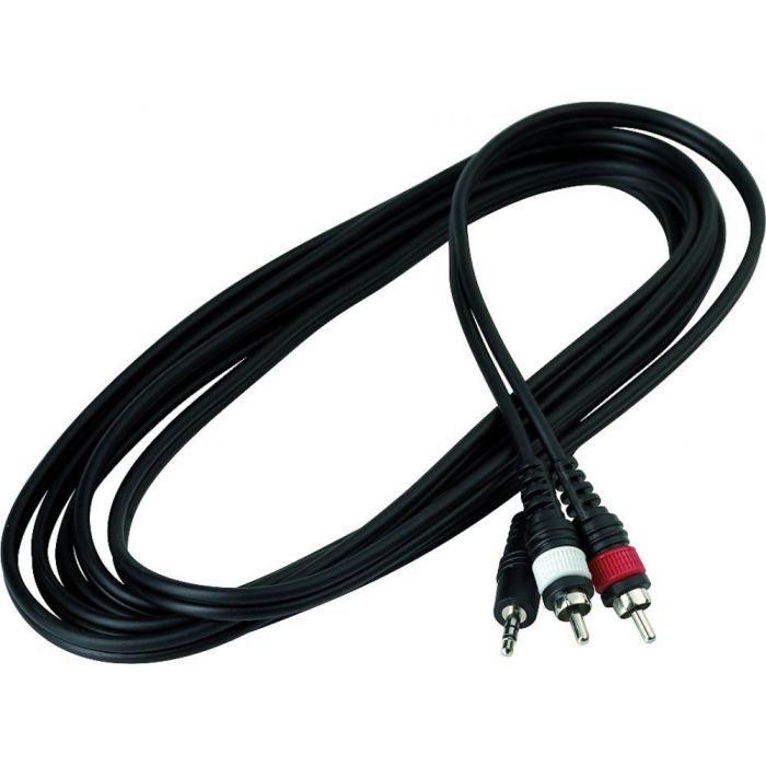 3 Metri Cavo Adattatore Jack Stereo TRS 3.5mm a 2 RCA Maschio ROCKGEAR RCL 20904 D4 Cavo Adattatore Jack Stereo TRS 3.5mm / 2 RCA Maschio 3mt
