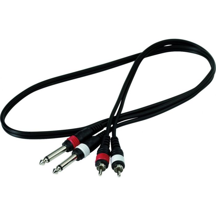 1 mt Cavo Adattatore Audio 2 Jack mono 6,3mm / 2 RCA maschio ROCKGEAR RCL 20931 D4 1 mt