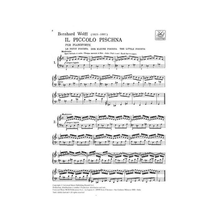 Johann Pischna Spartiti per Pianoforte Ricordi Il Piccolo Pischna
