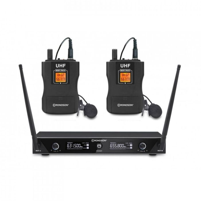 Sistema microfonico wireless UHF con Lavalier Rondson BE-1020/2BP