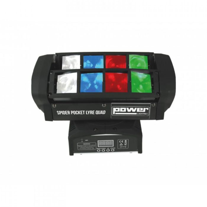 290 mm Testa Mobile Effetto Ragno con 8 LED RGBW da 12 W Power Lighting SPIDER POCKET LYRE QUAD 8 x 12 W