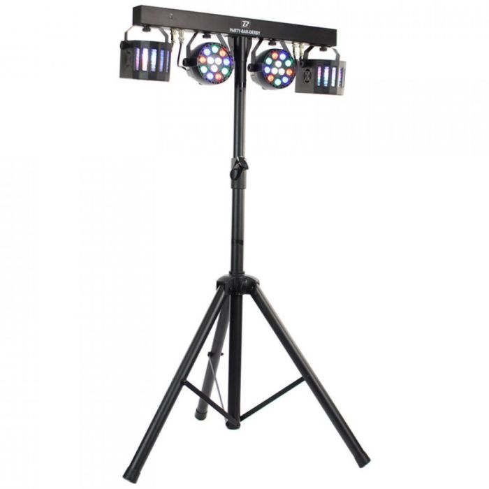 Set 2 Faretti LED e 2 Nano Derby con Treppiede BoomTone DJ Party Bar Derby
