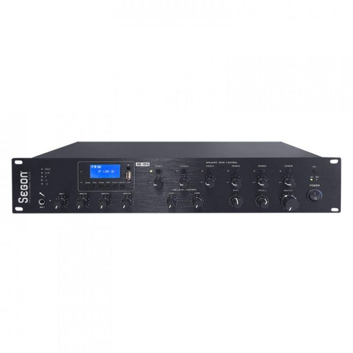 120 W Amplificatore/Mixer con FM, MP3, USB, SD e Bluetooth SEGON AME-120-6 Mixing Amplifier 120W