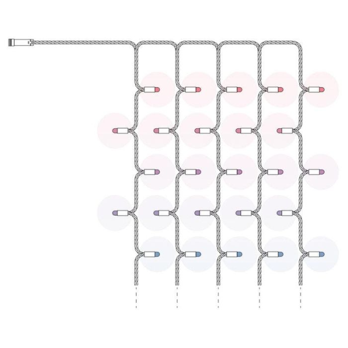 Tenda 250 LED RGB con Cavo Trasparente 5m Twinkly PRO Capsule Curtain 5x50 RGB LED Clear