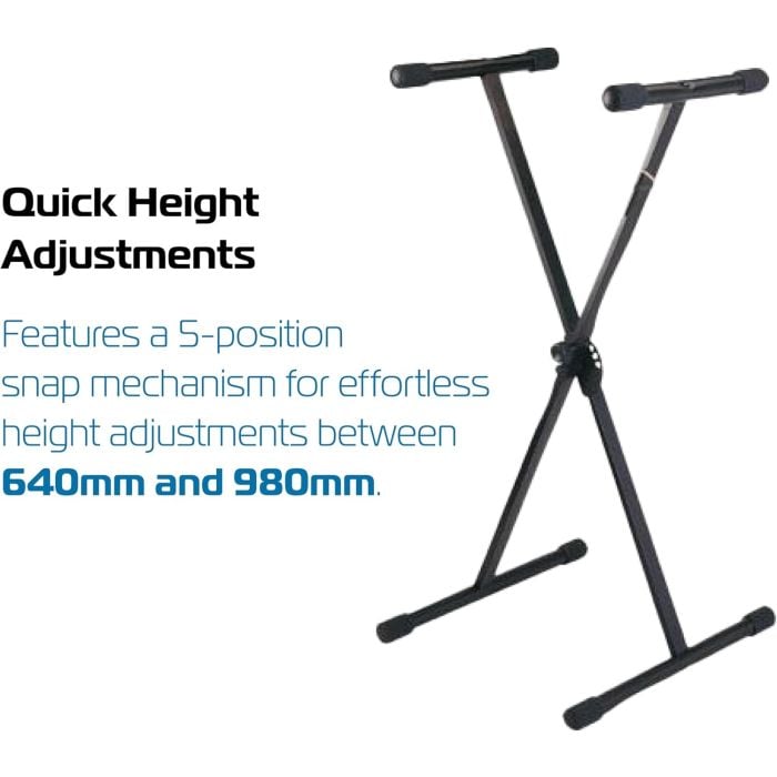 Supporto Per Tastiera Musicale In Acciaio Regolabile - Altezza 640-980mm, Carico 20kg, Design A X - Foto 8