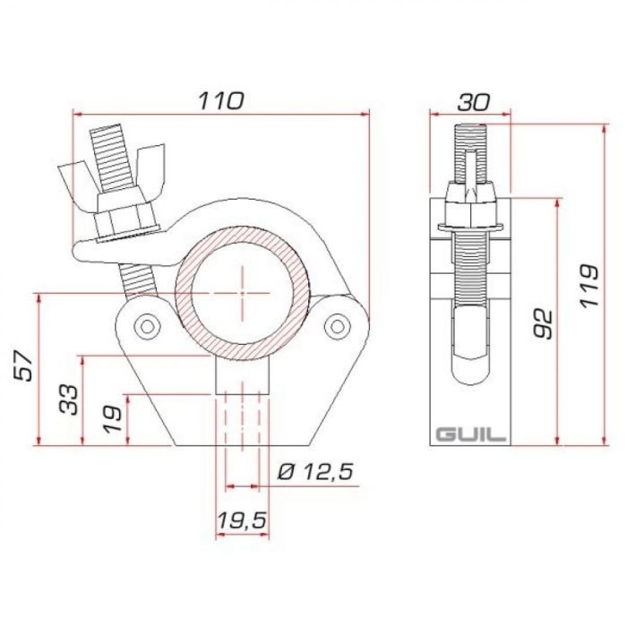 STAFFA PER TUBO 50MM PORTATA 500KG GUIL ABZ-29