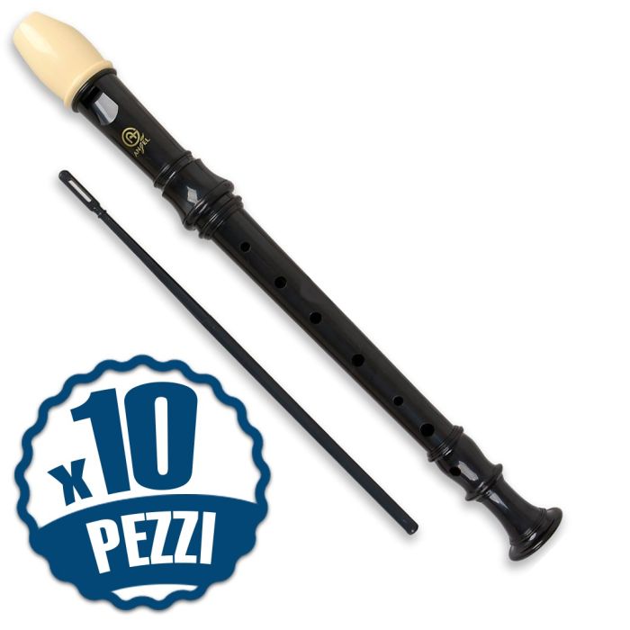 Bundle 10 Flauti Dolci in Do in ABS Diteggiatura Tedesca per Scuole Didattica ANGEL ASRG220 Pack