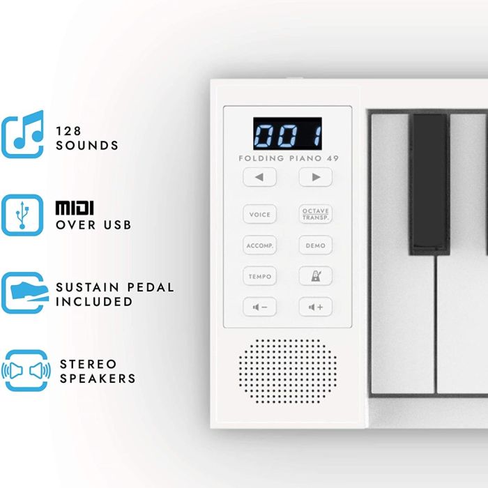 Pianoforte Bianco Pieghevole Blackstar Carry On 49
Carry On Folding Piano 49 White