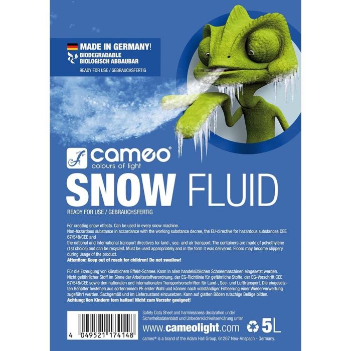 Liquido per Macchine Effetto Neve - 5L Speciale Schiuma Cameo SNOW FLUID 5 L