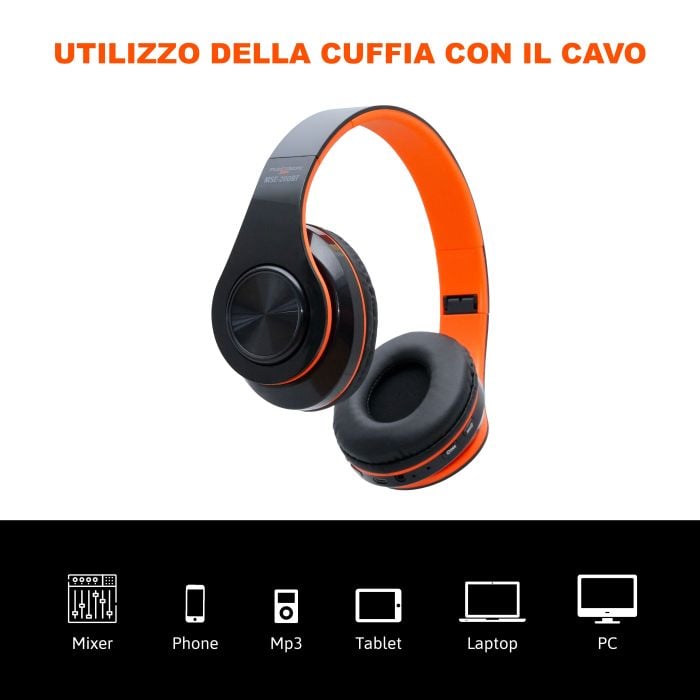 Cuffie wireless pieghevoli con BT Audio Streaming e lettore SD integrato e Microfono
MSE-200BT Cuffia Stereo Bluetooth da Studio DJ e Strumenti