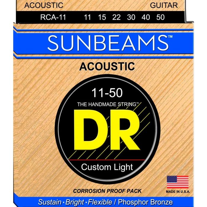 Muta Corde per Chitarra Acustica Phosphor Bronze 011/050 DR RCA-11 Sunbeam Custom Light 011/050