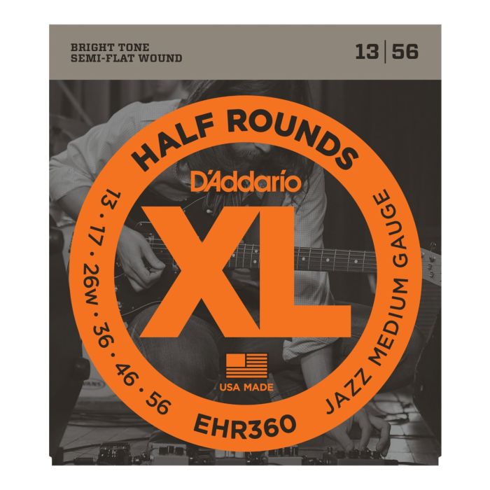 Muta Corde per Chitarra Elettrica Half Round 013/056 D'Addario EHR360 Jazz Medium Half Round Guitar Strings 013-056