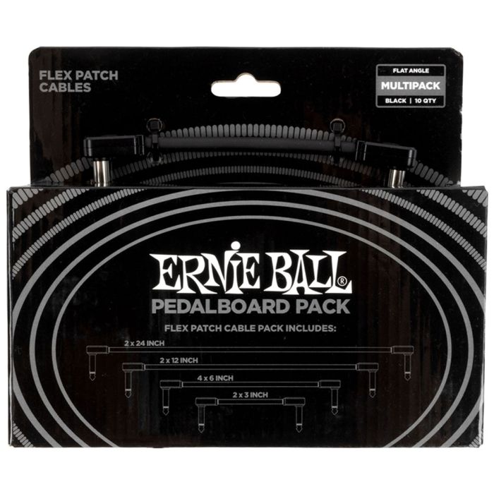 Pack Cavi Patch jack TS angolari serie Flex Ernie Ball 6462 Flex Patch Cable Black Multi-Pack