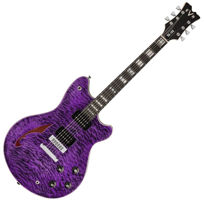 Chitarra semiacustica Transparent Purple con Case EVH SA-126 Special QM Transparent Purple