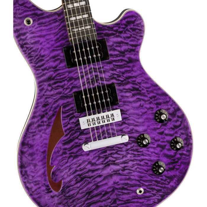 Chitarra semiacustica Transparent Purple con Case EVH SA-126 Special QM Transparent Purple