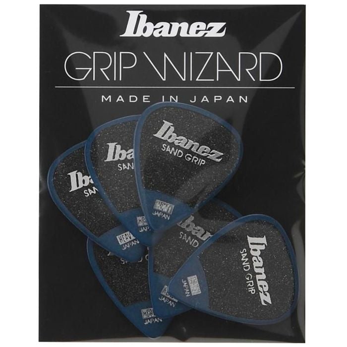 Lot De 6 Médiators Ibanez PPA14HSG-DB Bleus - Grip Sable Anti-Glisse - Épaisseur 1.0mm